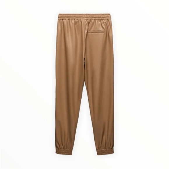zara tan faux leather joggers - Picture 4 of 9
